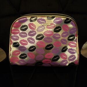 Juicy Couture Gold Cosmetic Bag with Pink and Black Lip Design